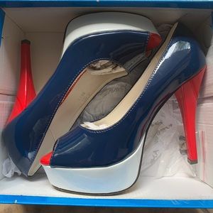 Colorblock Vintage Pin-Up style Peep Toe Heels Size 7 / EU 37